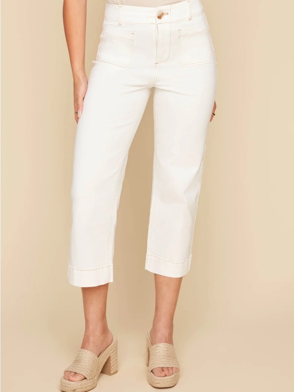 Renuar Cropped Wide-Leg Pants in Oyster